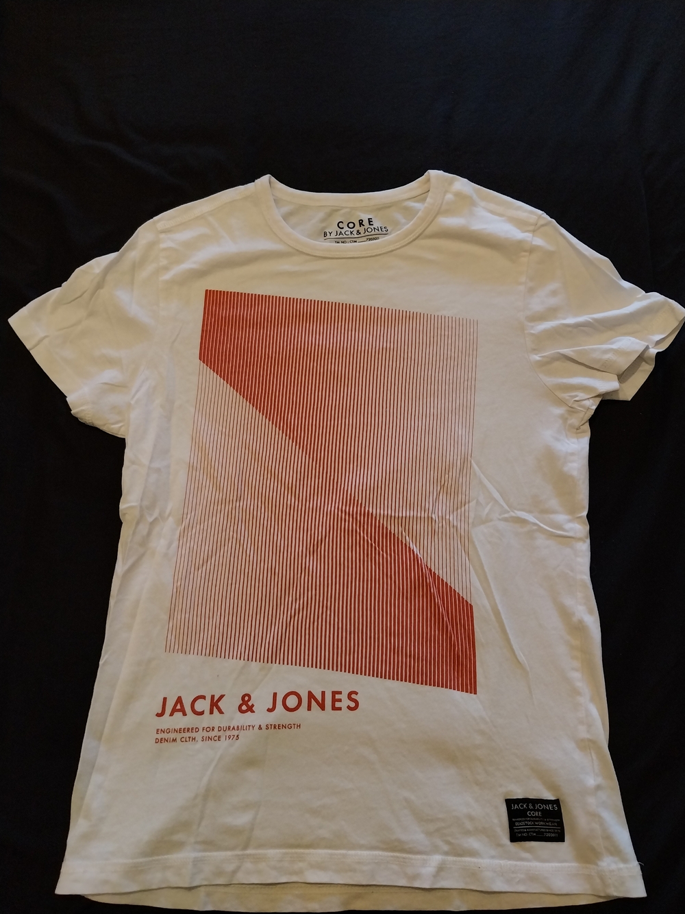 Jack & Jones Men's White Graphic Tee with Red Print